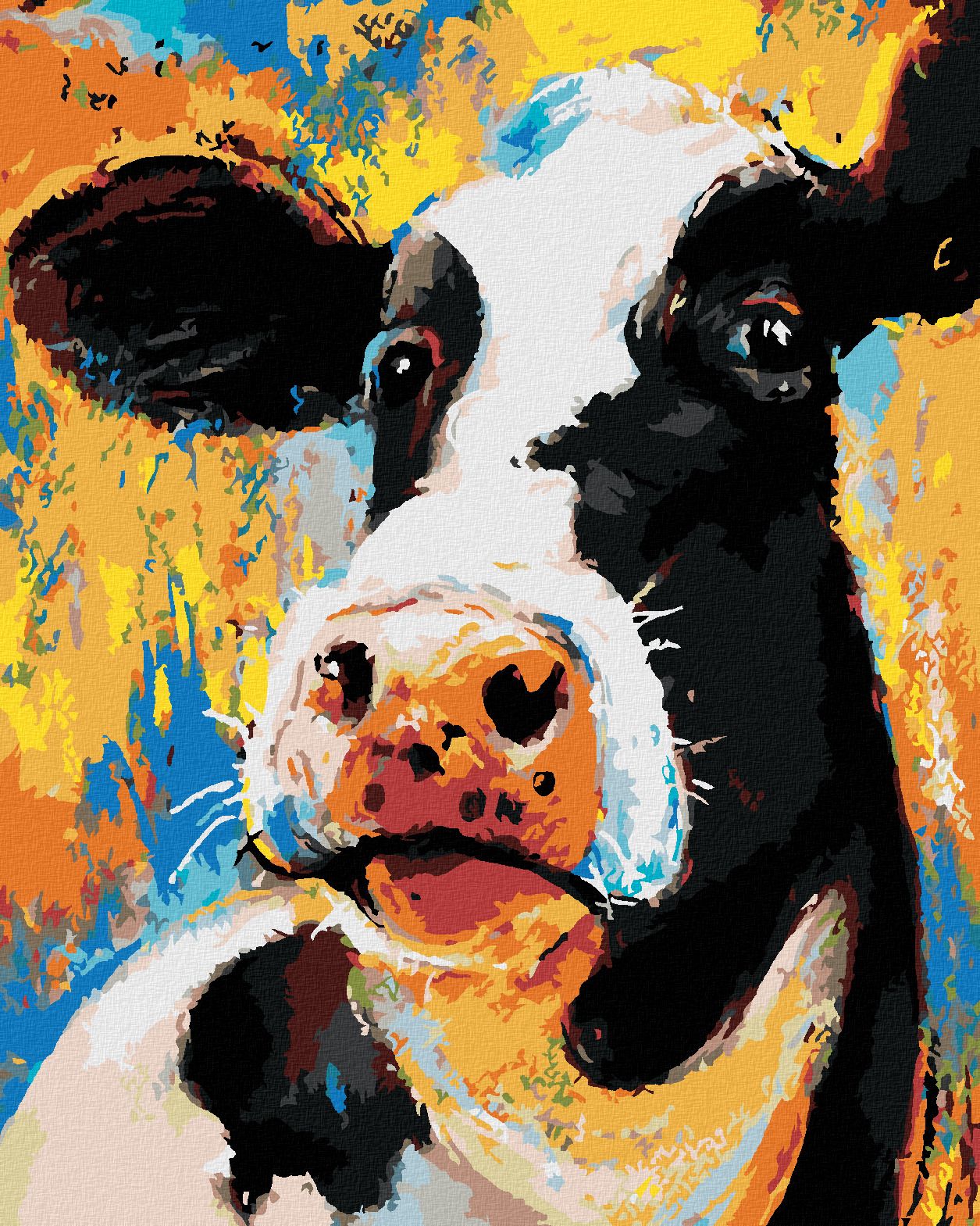 zuty Malování podle čísel - BAREVNÁ KRÁVA - Rozměr: 40x50 cm, Rámování: Varianta: vypnuté plátno na rám - obrázek 1