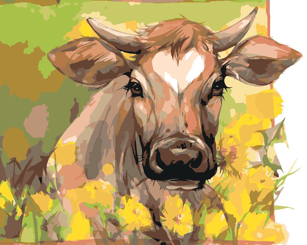 zuty Malování podle čísel - KRÁVA MEZI ŽLUTÝM KVÍTÍM - Rozměr: 40x50 cm, Rámování: Varianta: bez rámu a bez vypnutí plátna - obrázek 10