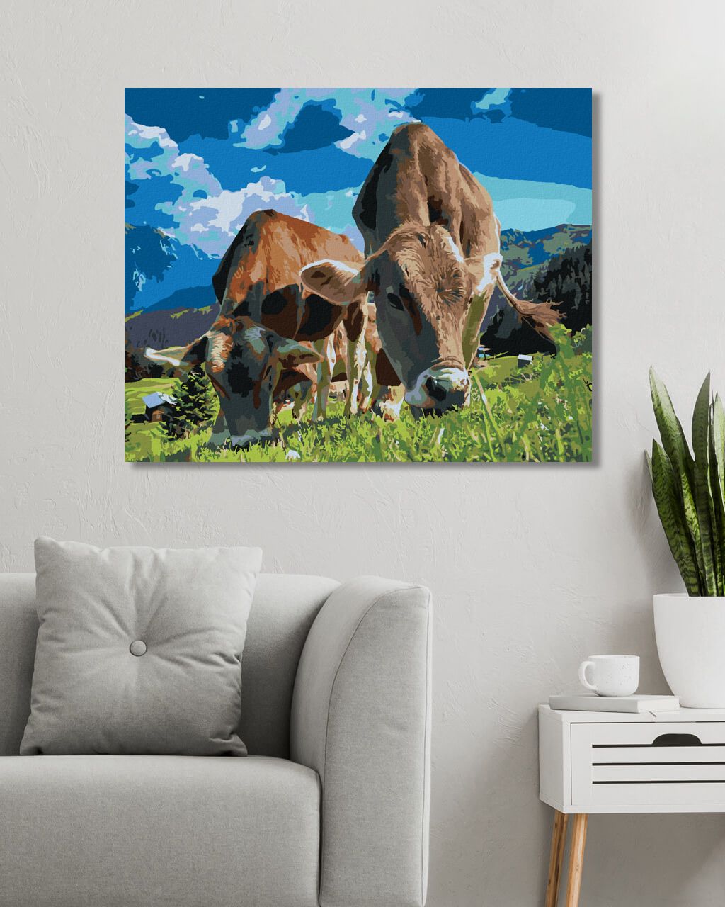 zuty Malování podle čísel - KRÁVY V HORÁCH - Rozměr: 40x50 cm, Rámování: Varianta: bez rámu a bez vypnutí plátna - obrázek 8