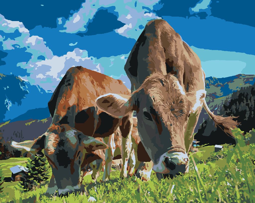 zuty Malování podle čísel - KRÁVY V HORÁCH - Rozměr: 40x50 cm, Rámování: Varianta: vypnuté plátno na rám - obrázek 7