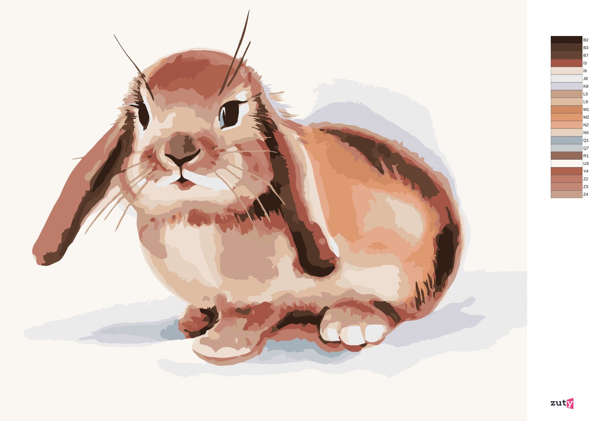 zuty Malování podle čísel - HNĚDÝ KRÁLÍK NA BÍLÉM POZADÍ - Rozměr: 40x50 cm, Rámování: Varianta: bez rámu a bez vypnutí plátna - obrázek 3