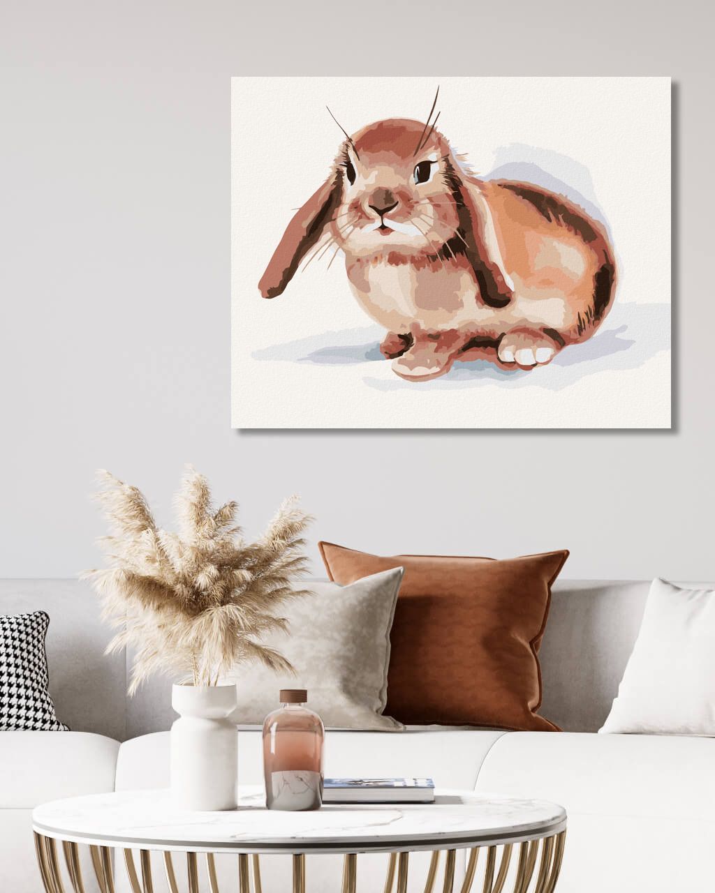 zuty Malování podle čísel - HNĚDÝ KRÁLÍK NA BÍLÉM POZADÍ - Rozměr: 40x50 cm, Rámování: Varianta: bez rámu a bez vypnutí plátna - obrázek 5