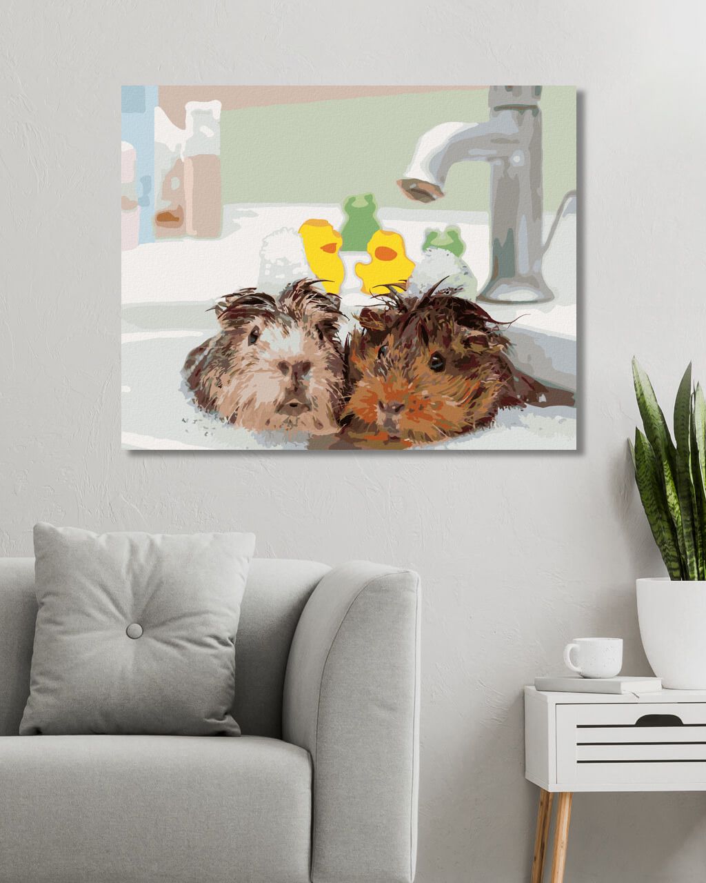 zuty Malování podle čísel - MORČATA VE VODĚ - Rozměr: 40x50 cm, Rámování: Varianta: vypnuté plátno na rám - obrázek 6