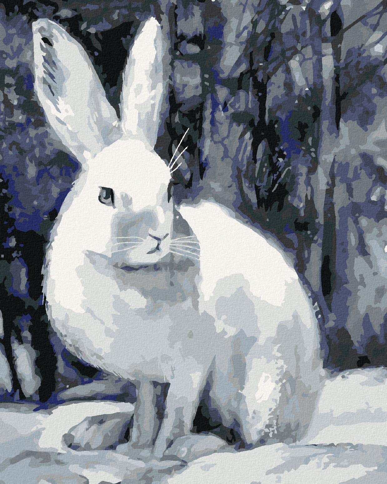 zuty Malování podle čísel - KRÁLÍK V ZIMĚ U LESA - Rozměr: 40x50 cm, Rámování: Varianta: vypnuté plátno na rám - obrázek 1