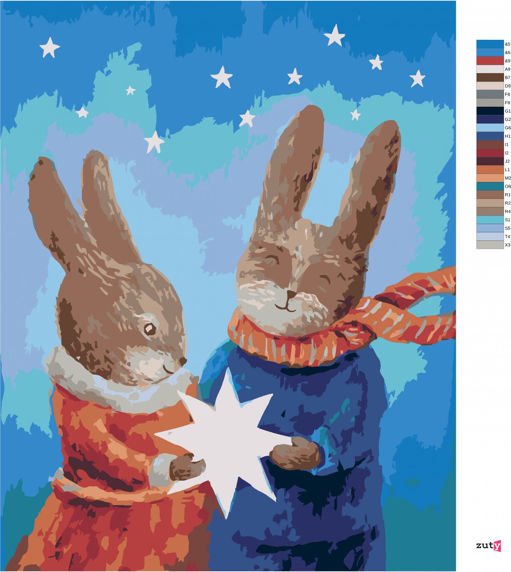 zuty Malování podle čísel - ZAMILOVANÍ ZAJÍCI - Rozměr: 40x50 cm, Rámování: Varianta: vypnuté plátno na rám - obrázek 6