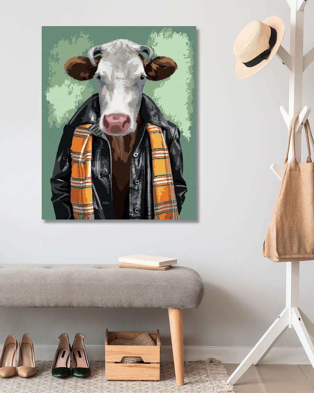 zuty Malování podle čísel - MUŽ S KRAVÍ HLAVOU - Rozměr: 40x50 cm, Rámování: Varianta: vypnuté plátno na rám - obrázek 2