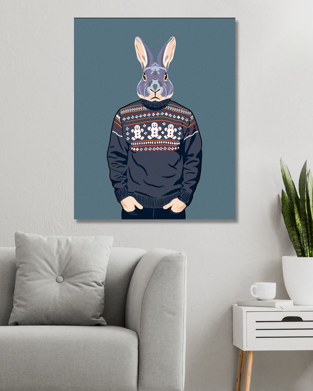 zuty Malování podle čísel - KRÁLÍK V ŠEDÉM SVETRU - Rozměr: 40x50 cm, Rámování: Varianta: vypnuté plátno na rám - obrázek 8