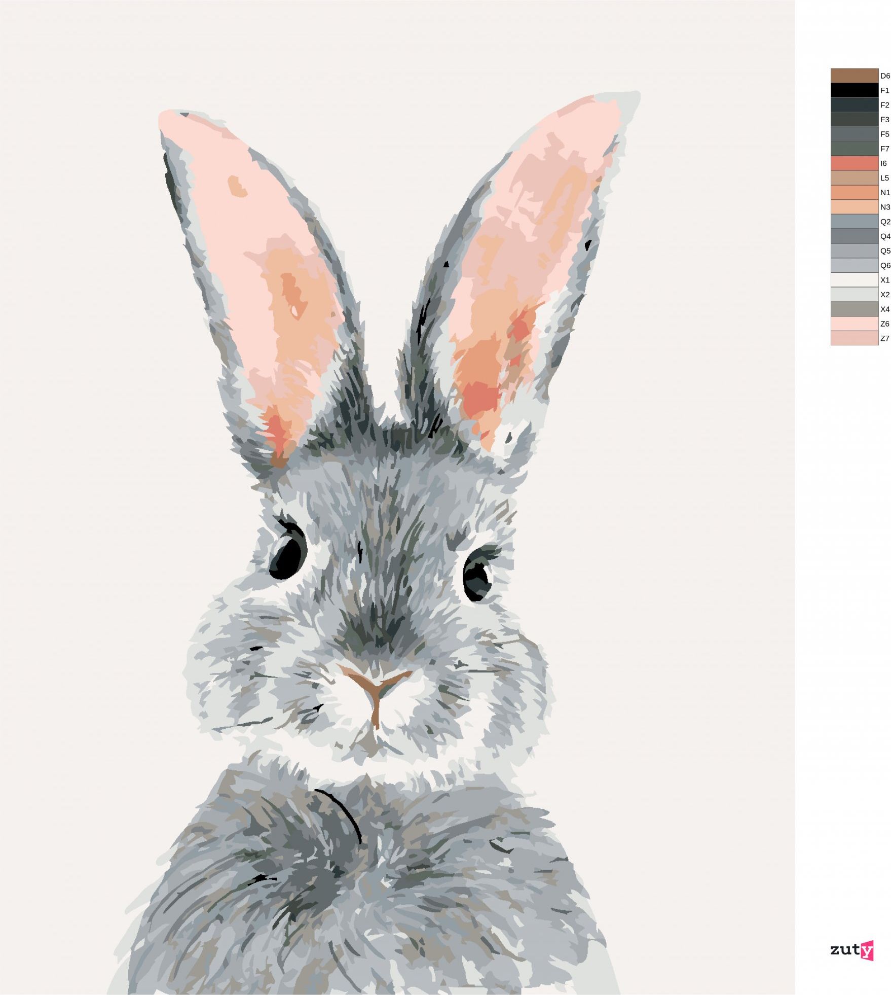 zuty Malování podle čísel - ŠEDÝ KRÁLÍK - Rozměr: 40x50 cm, Rámování: Varianta: bez rámu a bez vypnutí plátna - obrázek 7