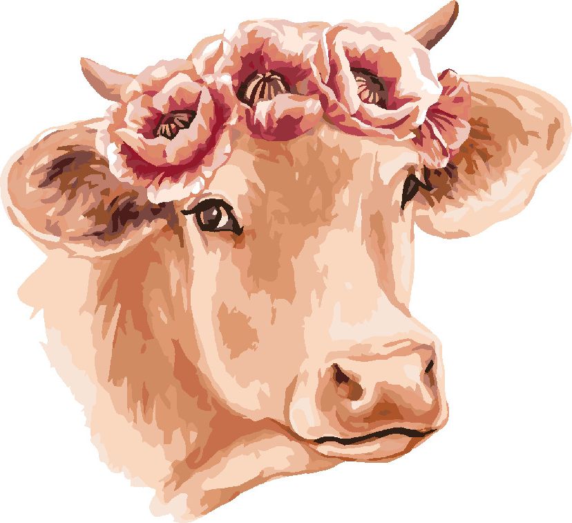zuty Malování podle čísel - KRÁVA S KVĚTINOVÝM VĚNCEM - Rozměr: 40x50 cm, Rámování: Varianta: vypnuté plátno na rám - obrázek 5