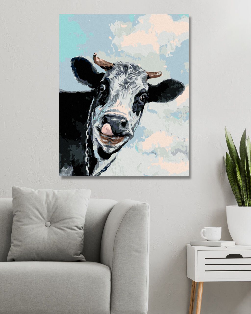 zuty Malování podle čísel - ŠŤASTNÁ KRÁVA - Rozměr: 40x50 cm, Rámování: Varianta: vypnuté plátno na rám - obrázek 5