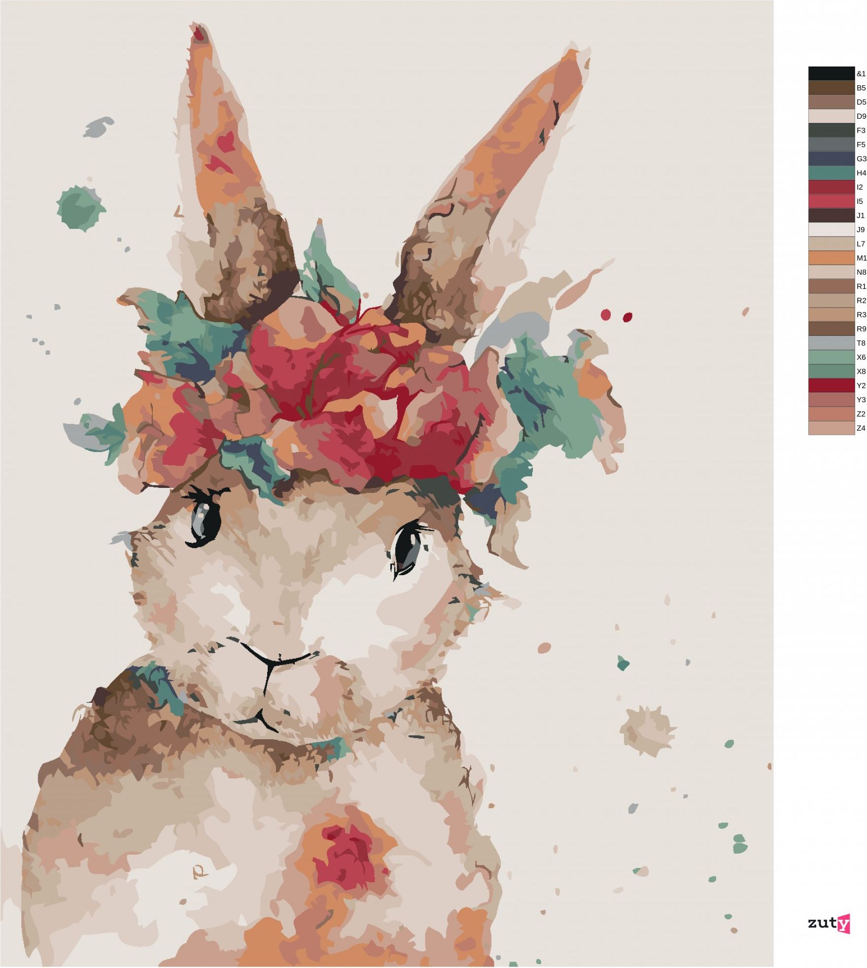 zuty Malování podle čísel - ELEGANTNÍ ZAJÍC - Rozměr: 40x50 cm, Rámování: Varianta: bez rámu a bez vypnutí plátna - obrázek 9