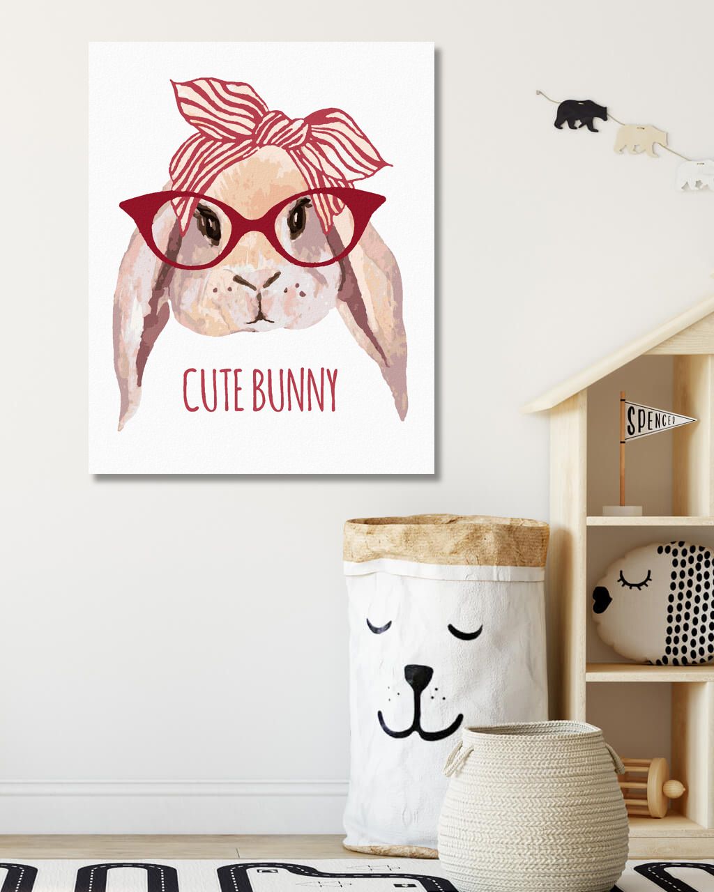 zuty Malování podle čísel - KRÁLÍK S ŠÁTKEM A BRÝLEMI - Rozměr: 40x50 cm, Rámování: Varianta: vypnuté plátno na rám - obrázek 7