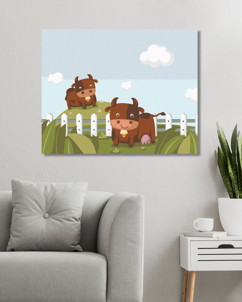 zuty Malování podle čísel - DVĚ KRÁVY NA PASTVĚ - Rozměr: 40x50 cm, Rámování: Varianta: vypnuté plátno na rám - obrázek 7