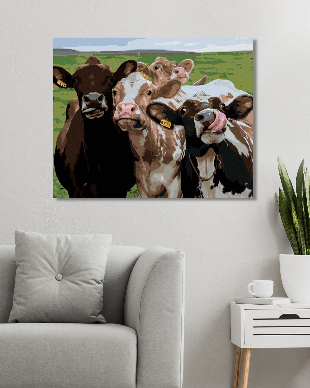 zuty Malování podle čísel - KRÁVA A JEJÍ KAMARÁDI - Rozměr: 40x50 cm, Rámování: Varianta: vypnuté plátno na rám - obrázek 8