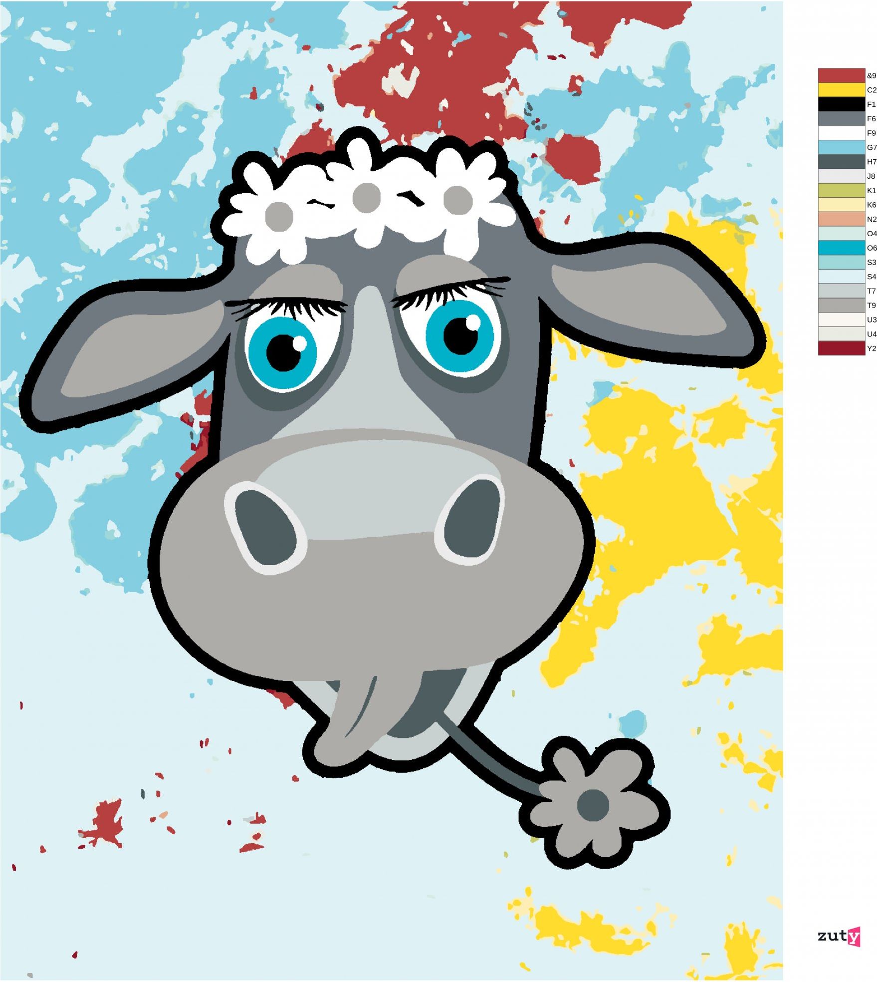 zuty Malování podle čísel - KRÁVA S KYTIČKAMA - Rozměr: 40x50 cm, Rámování: Varianta: vypnuté plátno na rám - obrázek 8