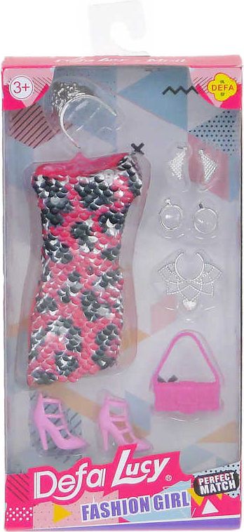 Šaty společenské flitrové pro panenku set s fashion doplňky 4 barvy - obrázek 2