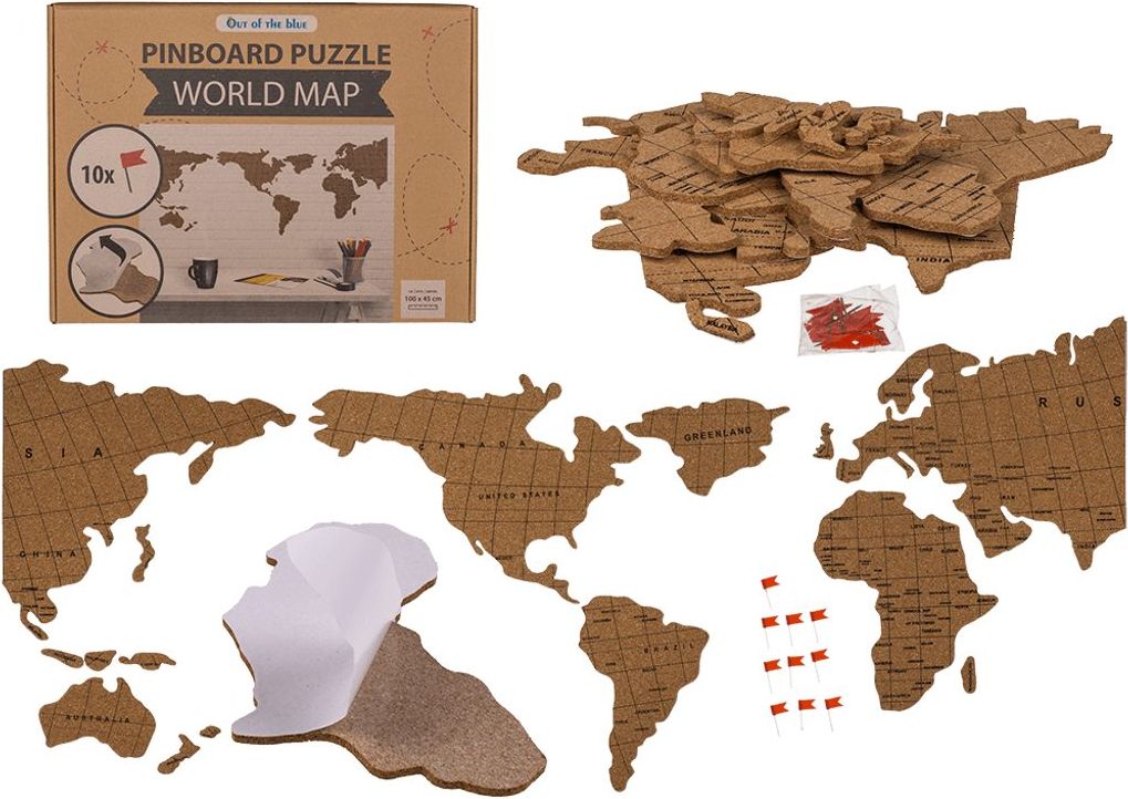 Popron.cz Nástěnka, mapa světa Puzzle, vyrobená z korku - obrázek 1