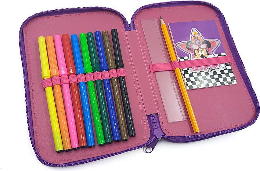 Dvoupatrový školní penál Duhová Minnie - vybavený - obrázek 2