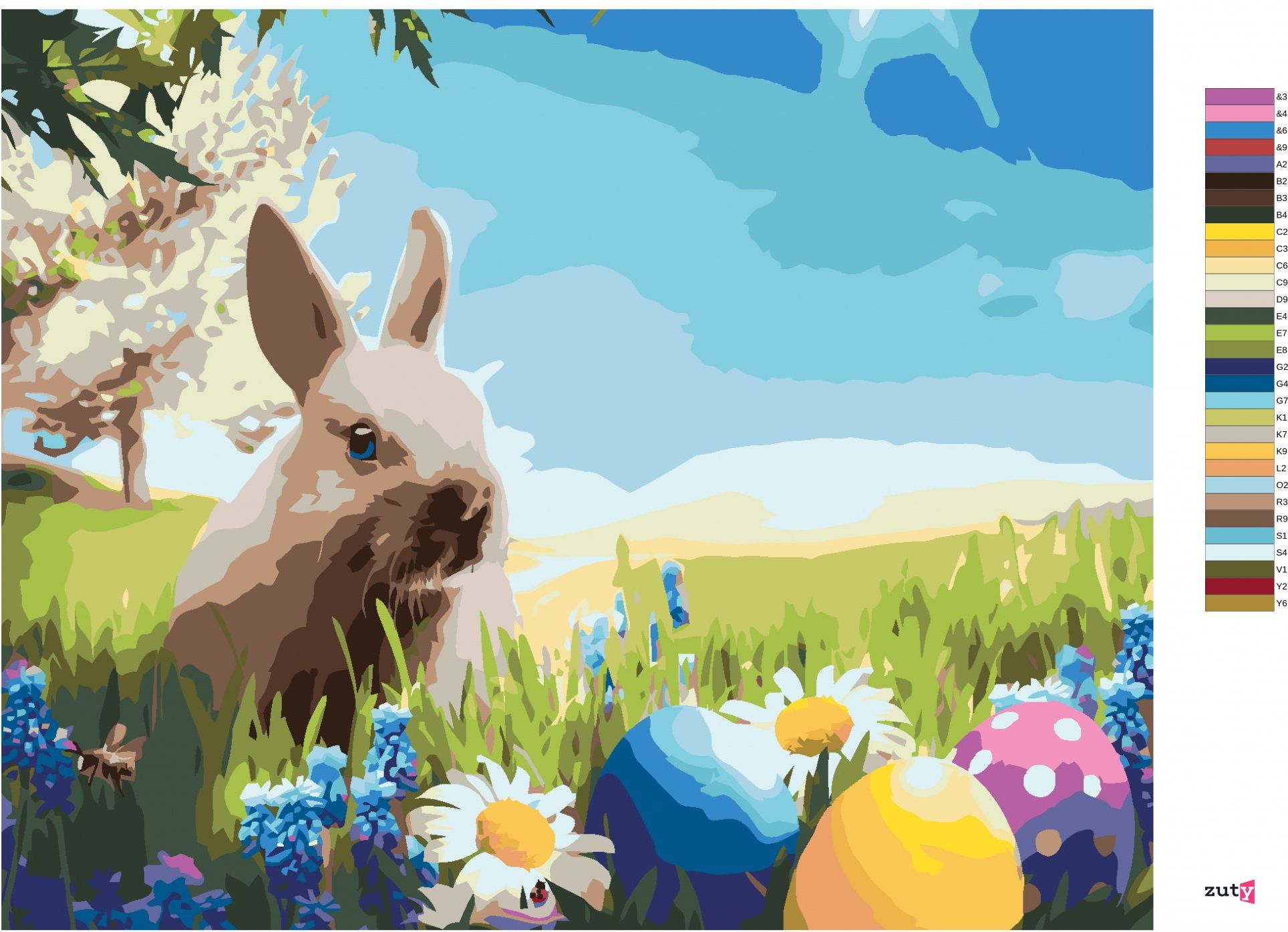 zuty Malování podle čísel - MALÝ VELIKONOČNÍ ZAJÍČEK - Rozměr: 40x50 cm, Rámování: Varianta: bez rámu a bez vypnutí plátna - obrázek 10