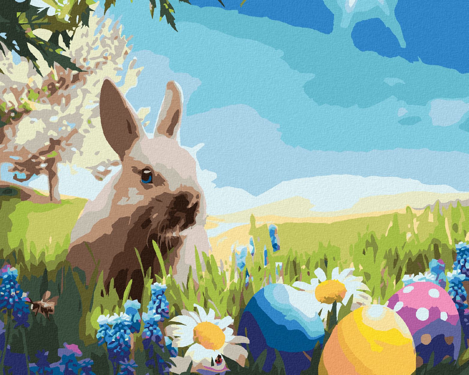zuty Malování podle čísel - MALÝ VELIKONOČNÍ ZAJÍČEK - Rozměr: 40x50 cm, Rámování: Varianta: vypnuté plátno na rám - obrázek 1