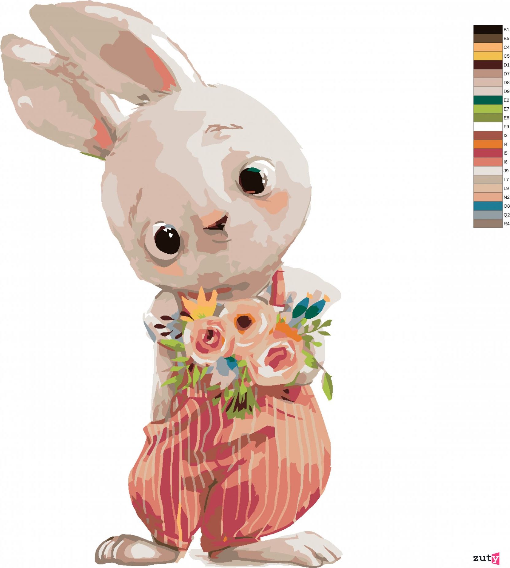 zuty Malování podle čísel - ZAJÍC S KVĚTINKAMI - Rozměr: 40x50 cm, Rámování: Varianta: bez rámu a bez vypnutí plátna - obrázek 10
