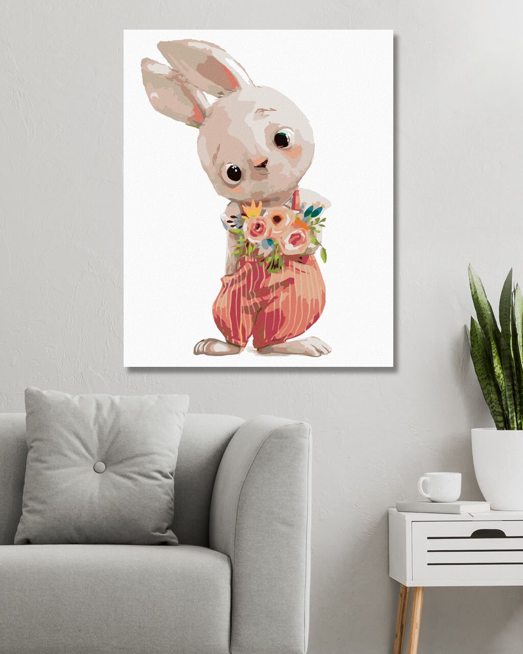 zuty Malování podle čísel - ZAJÍC S KVĚTINKAMI - Rozměr: 40x50 cm, Rámování: Varianta: vypnuté plátno na rám - obrázek 7
