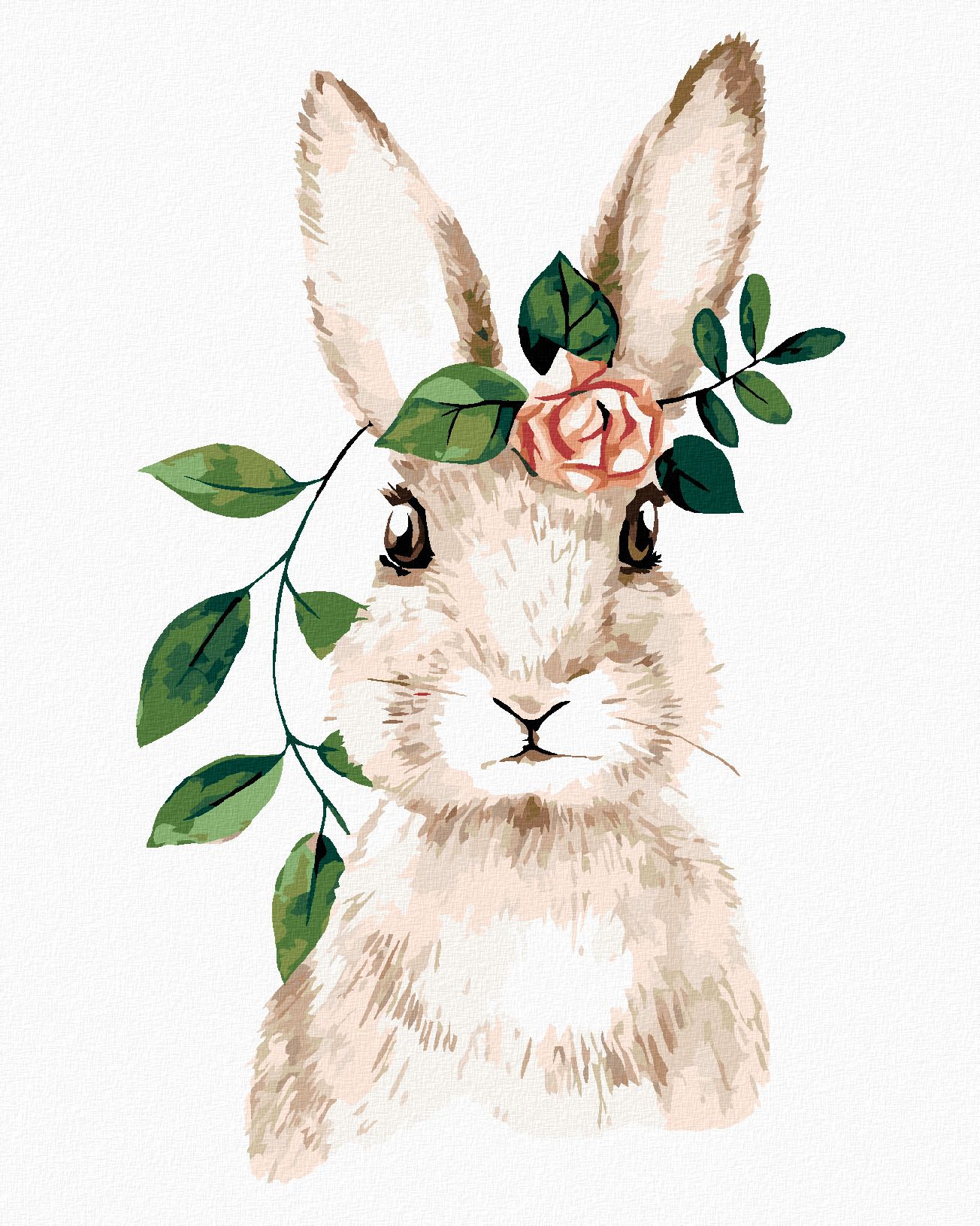 zuty Malování podle čísel - ZAJÍC S RŮŽÍ - Rozměr: 40x50 cm, Rámování: Varianta: bez rámu a bez vypnutí plátna - obrázek 1