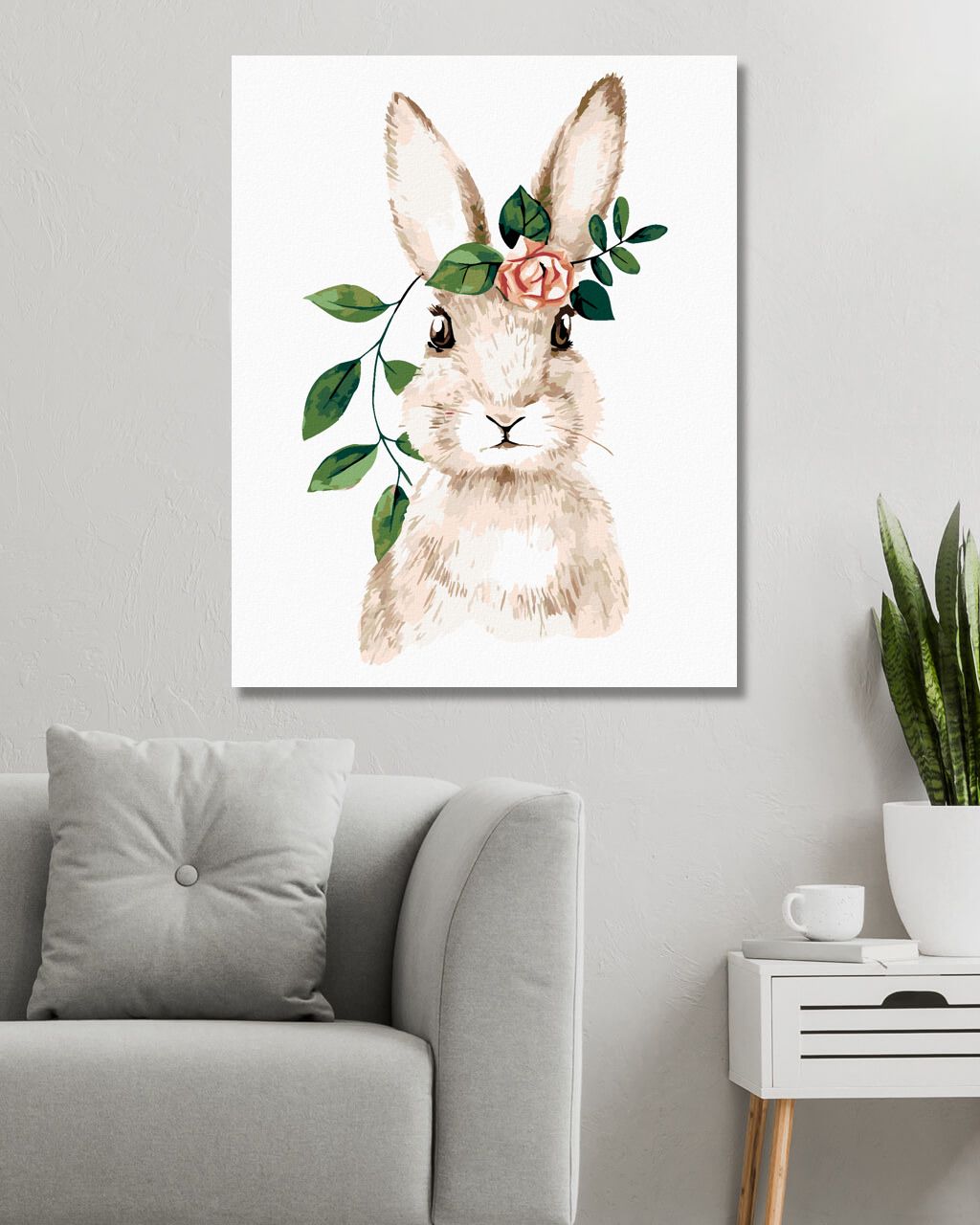 zuty Malování podle čísel - ZAJÍC S RŮŽÍ - Rozměr: 40x50 cm, Rámování: Varianta: vypnuté plátno na rám - obrázek 6