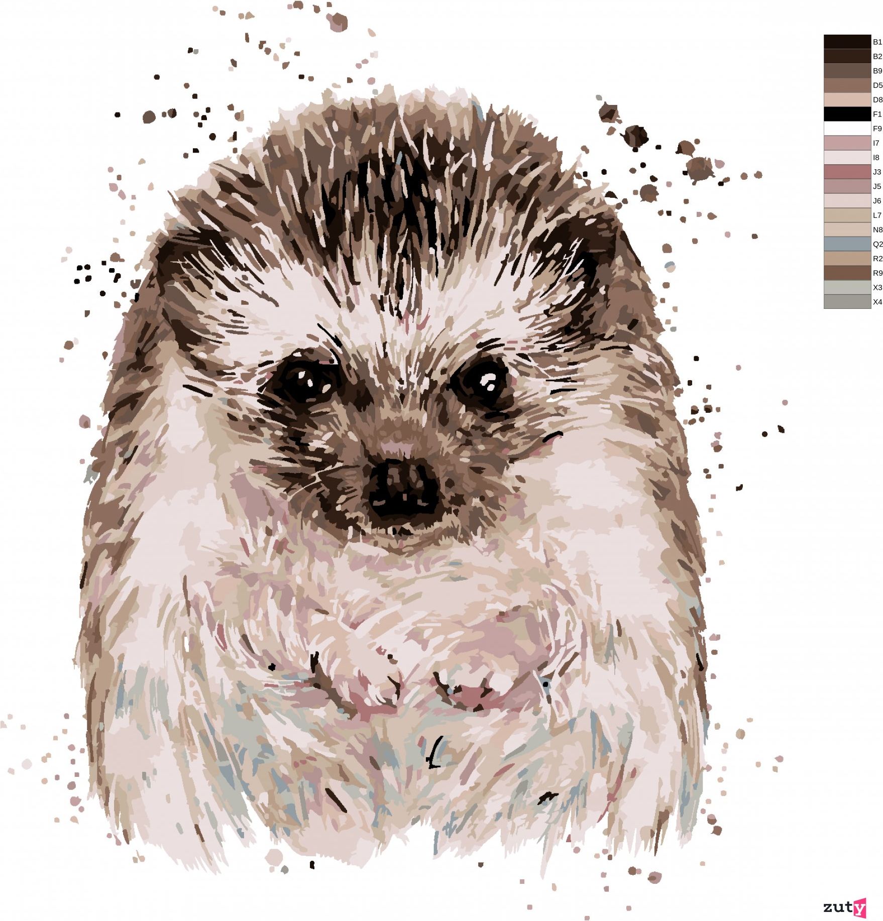 zuty Malování podle čísel - JEŽEK S BÍLÝM POZADÍM - Rozměr: 40x50 cm, Rámování: Varianta: bez rámu a bez vypnutí plátna - obrázek 6