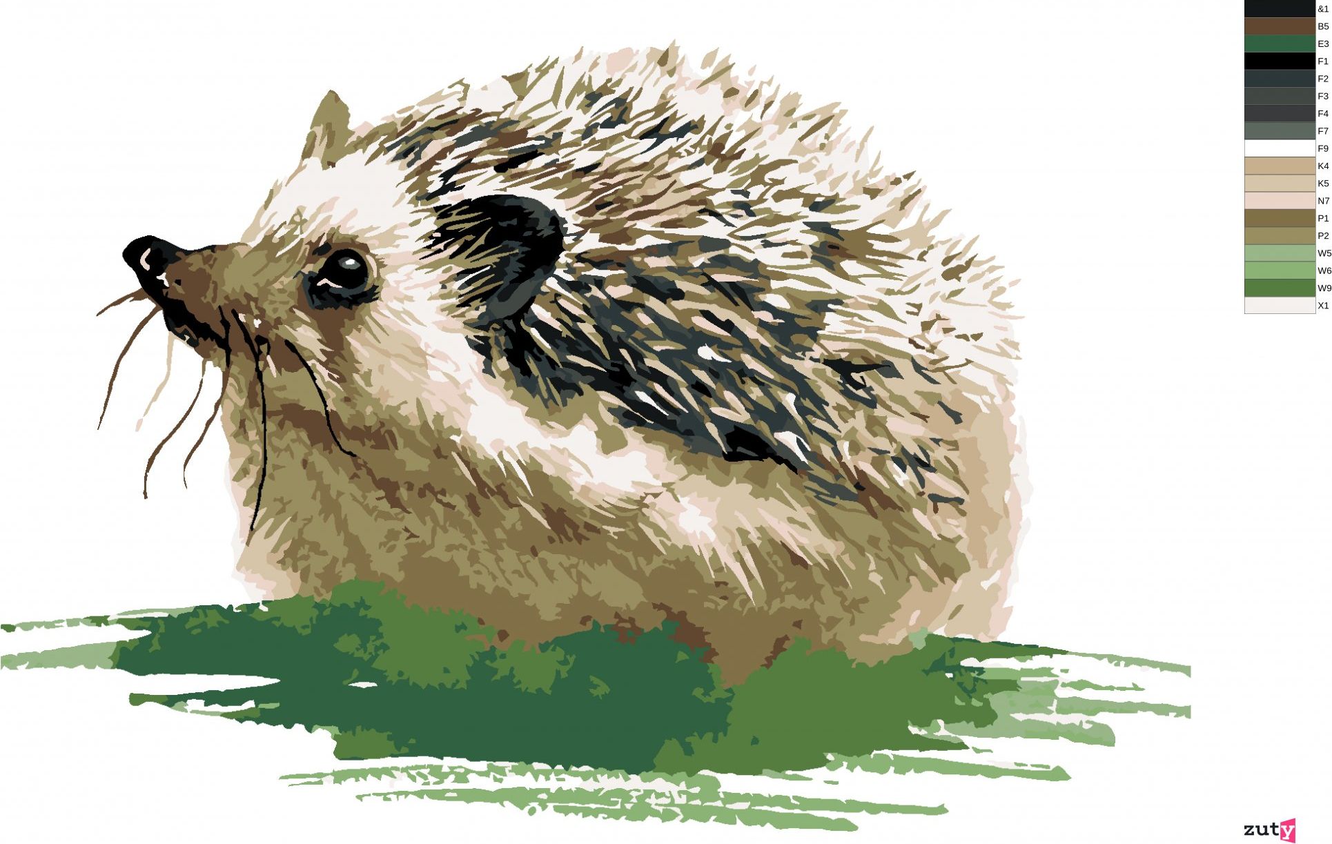 zuty Malování podle čísel - JEŽEK NA TRÁVĚ - Rozměr: 40x50 cm, Rámování: Varianta: bez rámu a bez vypnutí plátna - obrázek 2