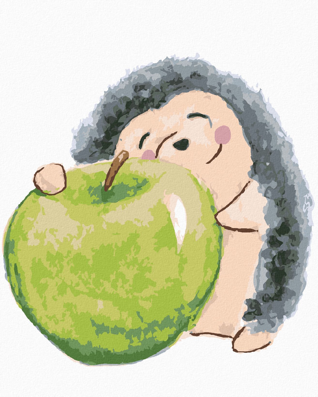zuty Malování podle čísel - JEŽEK S JABLÍČKEM - Rozměr: 40x50 cm, Rámování: Varianta: bez rámu a bez vypnutí plátna - obrázek 1