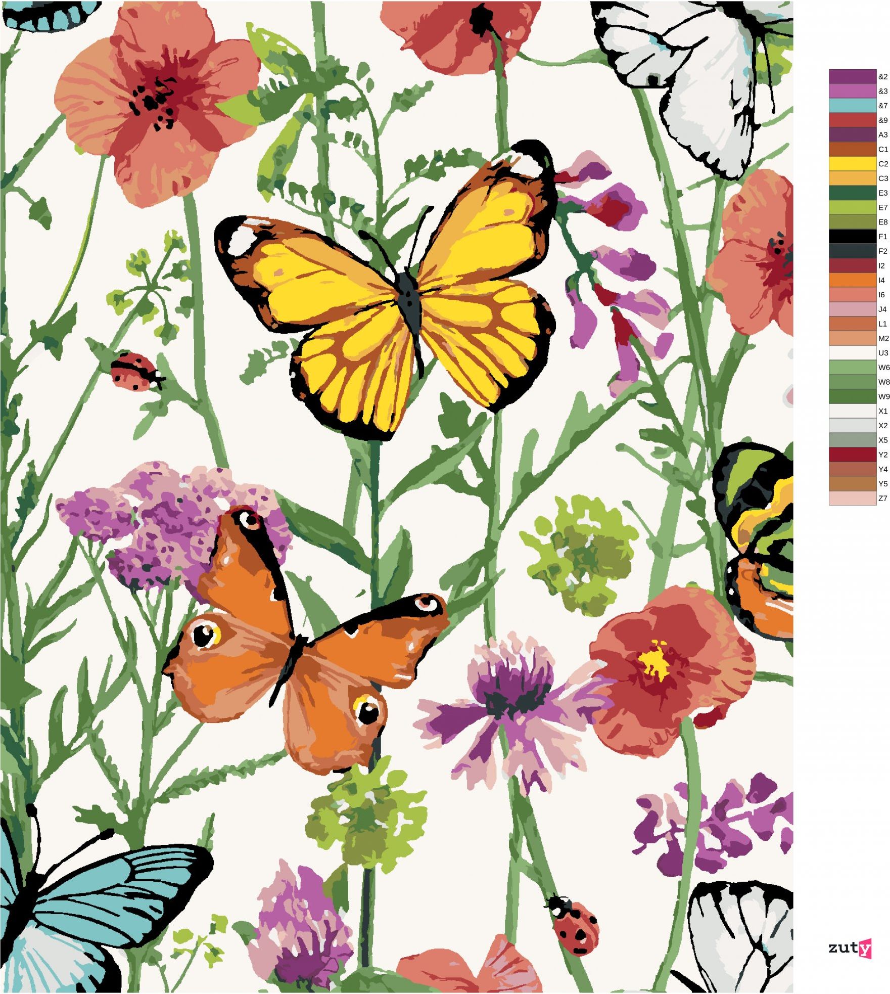 zuty Malování podle čísel - BERUŠKY A MOTÝLCI - Rozměr: 40x50 cm, Rámování: Varianta: bez rámu a bez vypnutí plátna - obrázek 3