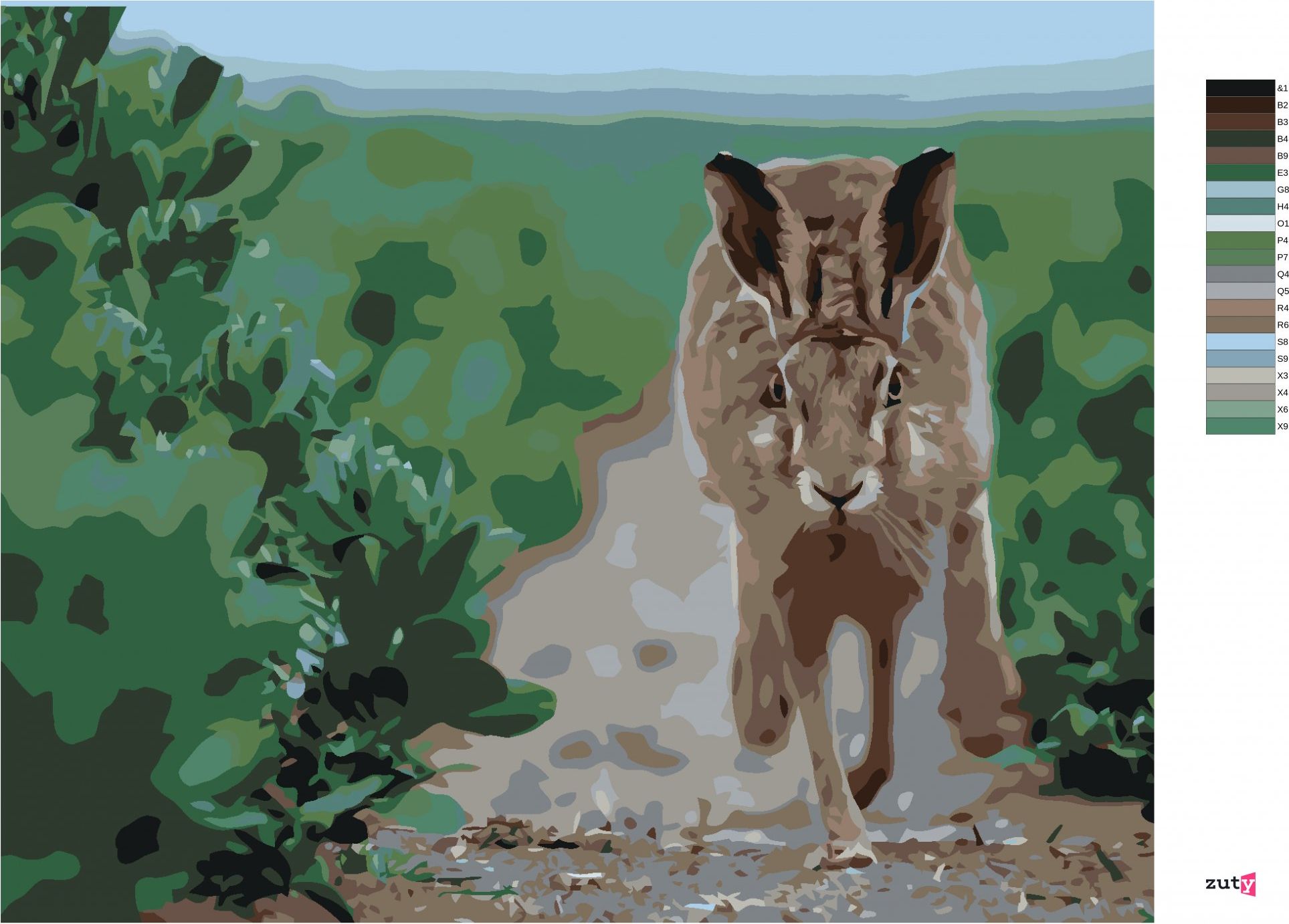 zuty Malování podle čísel - BĚŽÍCÍ ZAJÍC - Rozměr: 40x50 cm, Rámování: Varianta: vypnuté plátno na rám - obrázek 10