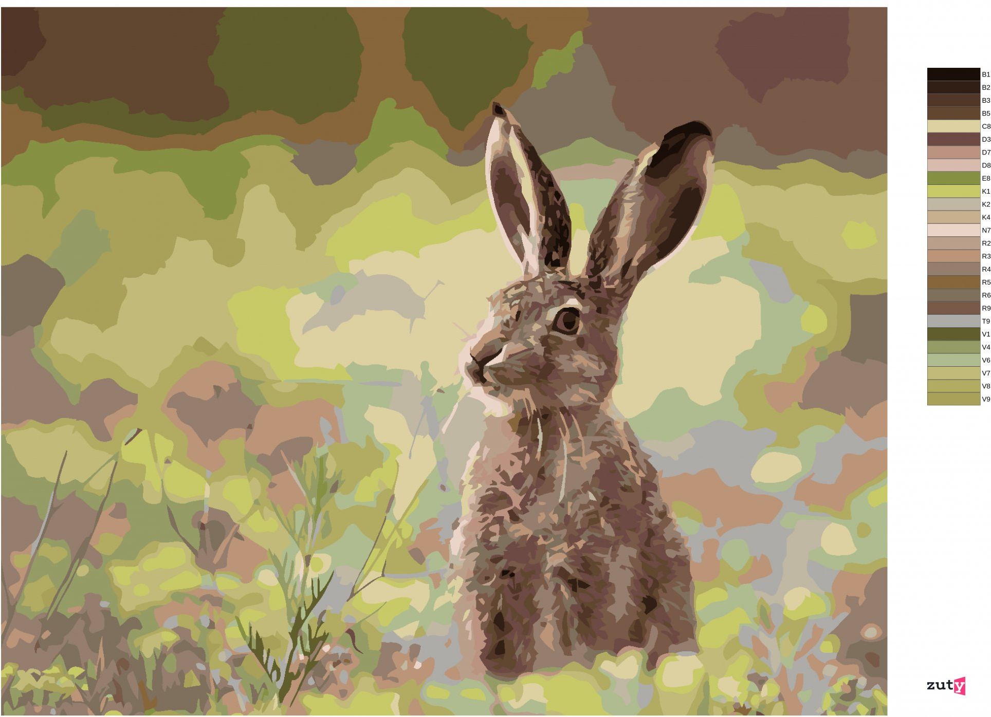 zuty Malování podle čísel - ZAJÍC V TRÁVĚ - Rozměr: 40x50 cm, Rámování: Varianta: bez rámu a bez vypnutí plátna - obrázek 13