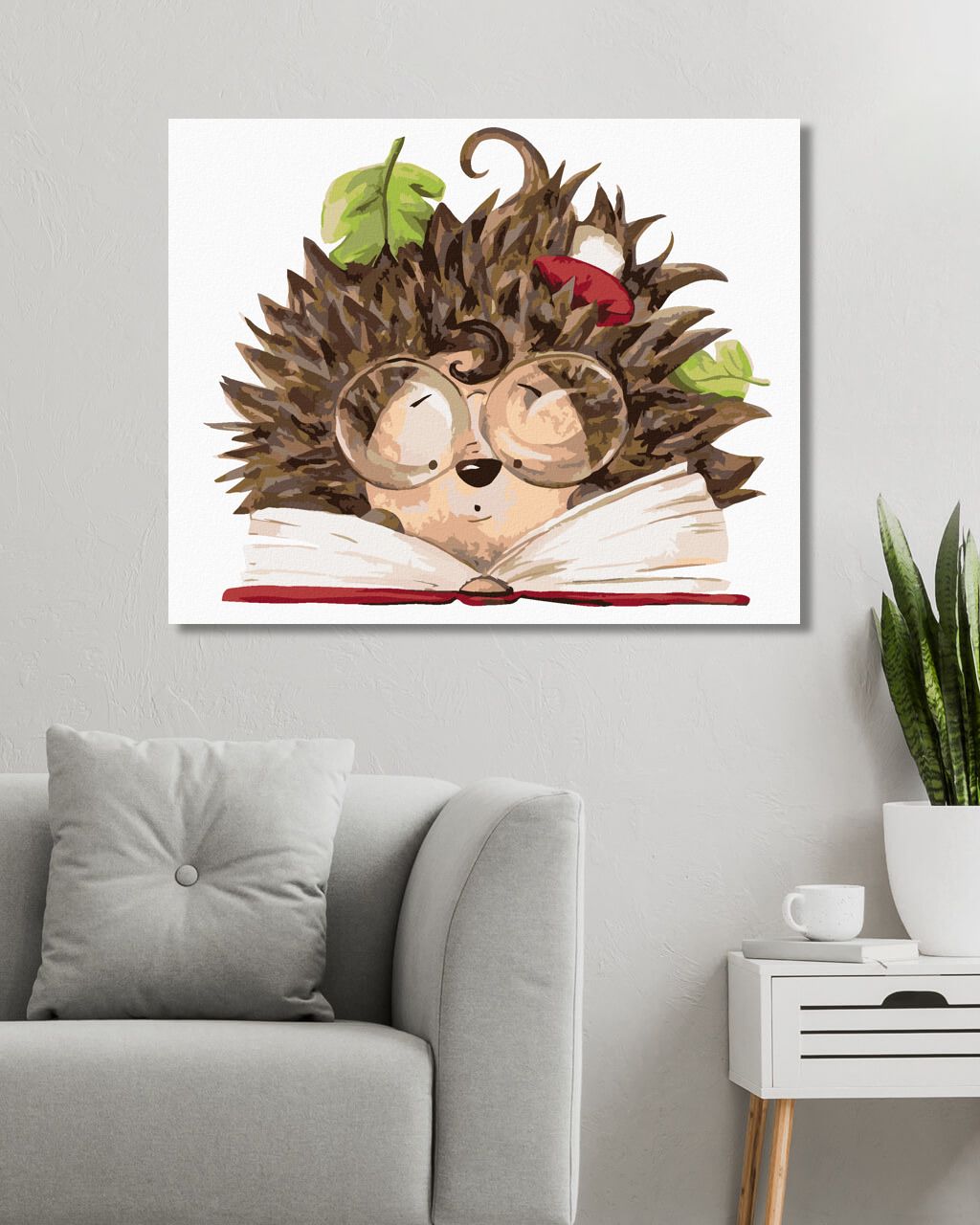 zuty Malování podle čísel - JEŽEK ČTE KNIHU - Rozměr: 40x50 cm, Rámování: Varianta: vypnuté plátno na rám - obrázek 3