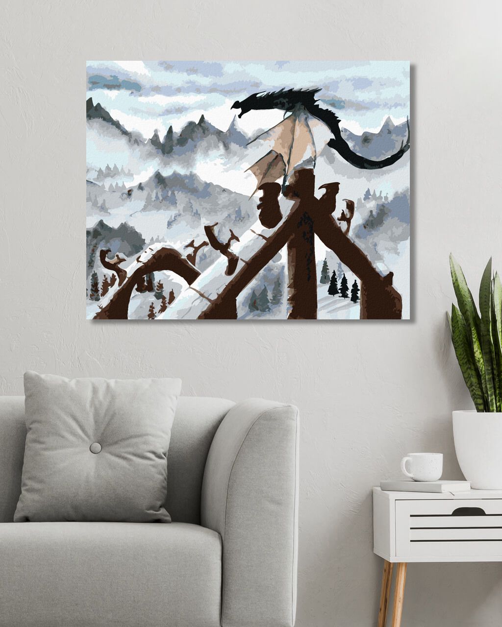 zuty Malování podle čísel - DRAK V HORÁCH - Rozměr: 40x50 cm, Rámování: Varianta: vypnuté plátno na rám - obrázek 4