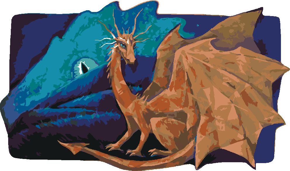 zuty Malování podle čísel - VELKÝ MĚSÍČNÍ DRAK SPOLU SE ZLATÝM DRAKEM - Rozměr: 40x50 cm, Rámování: Varianta: bez rámu a bez vypnutí plátna - obrázek 3