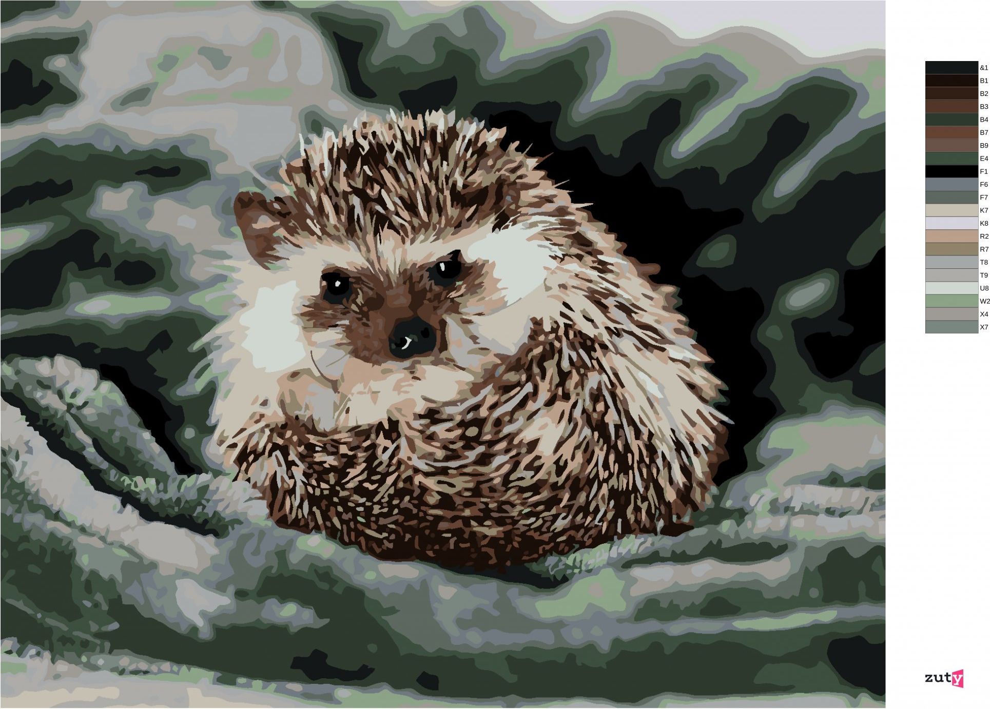 zuty Malování podle čísel - JEŽEK NA ZELENÉ DECE - Rozměr: 40x50 cm, Rámování: Varianta: vypnuté plátno na rám - obrázek 3