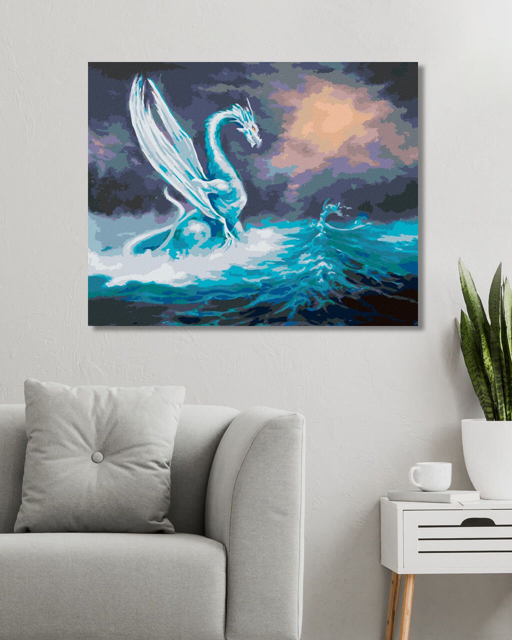 zuty Malování podle čísel - MOCNÝ DRAK A MOŘSKÁ PANNA - Rozměr: 40x50 cm, Rámování: Varianta: bez rámu a bez vypnutí plátna - obrázek 5