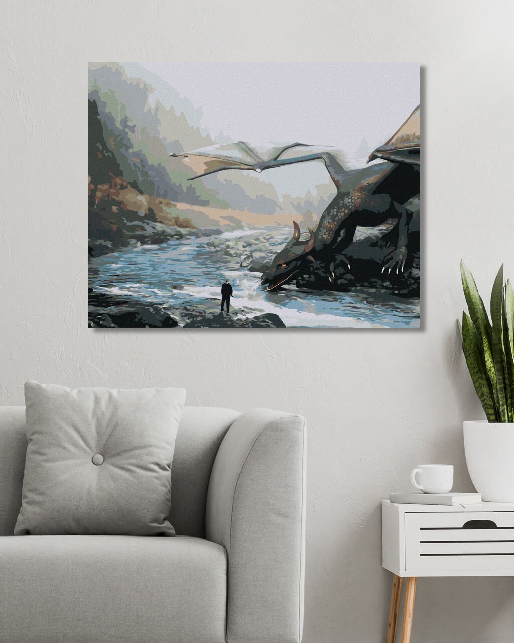 zuty Malování podle čísel - DRAK U ŘEKY - Rozměr: 40x50 cm, Rámování: Varianta: vypnuté plátno na rám - obrázek 7