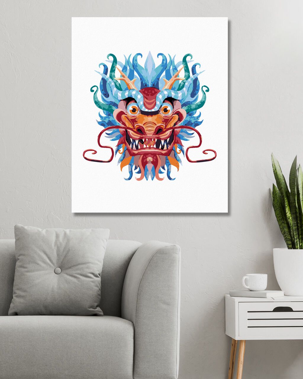 zuty Malování podle čísel - ČÍNSKÝ DRAK NA BÍLÉM POZADÍ - Rozměr: 40x50 cm, Rámování: Varianta: vypnuté plátno na rám - obrázek 7