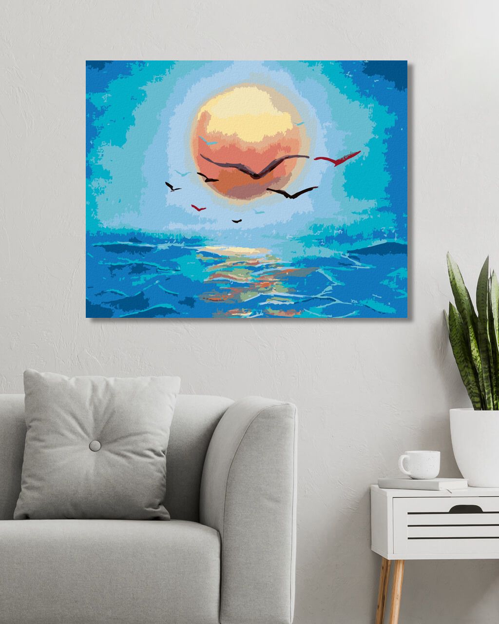 zuty Malování podle čísel - SLUNCE NAD MOŘEM - Rozměr: 40x50 cm, Rámování: Varianta: vypnuté plátno na rám - obrázek 2