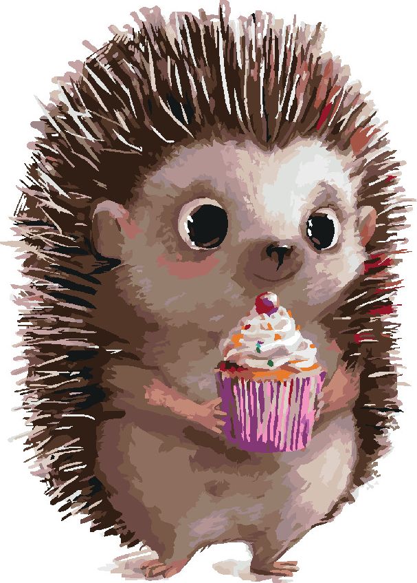 zuty Malování podle čísel - JEŽEK A CUPCAKE - Rozměr: 40x50 cm, Rámování: Varianta: bez rámu a bez vypnutí plátna - obrázek 2