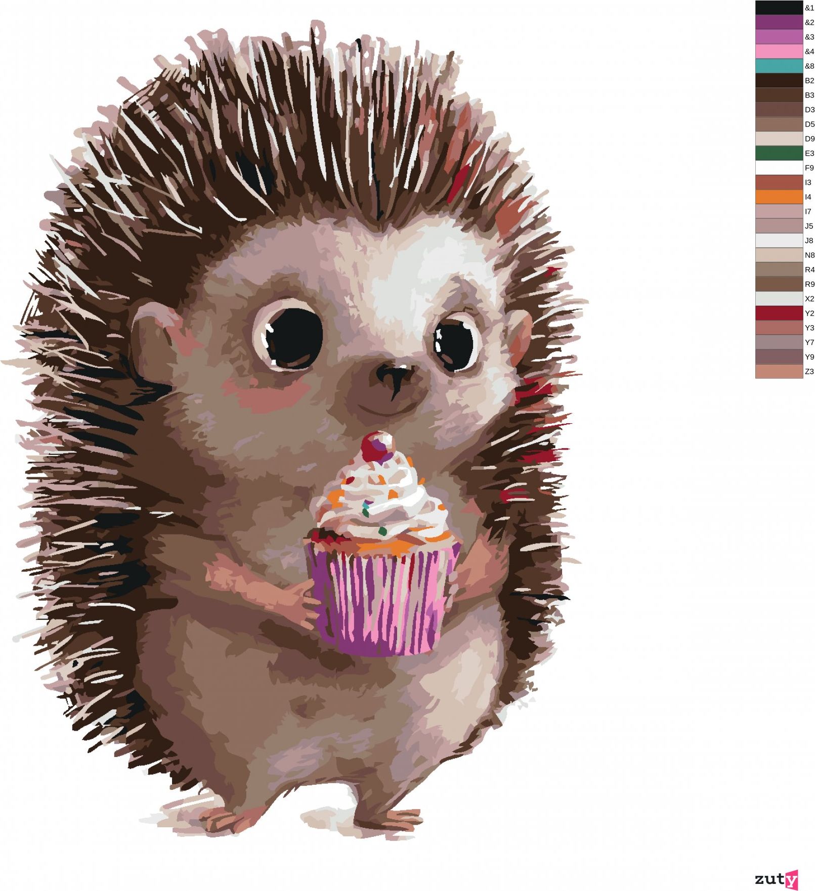 zuty Malování podle čísel - JEŽEK A CUPCAKE - Rozměr: 40x50 cm, Rámování: Varianta: bez rámu a bez vypnutí plátna - obrázek 8