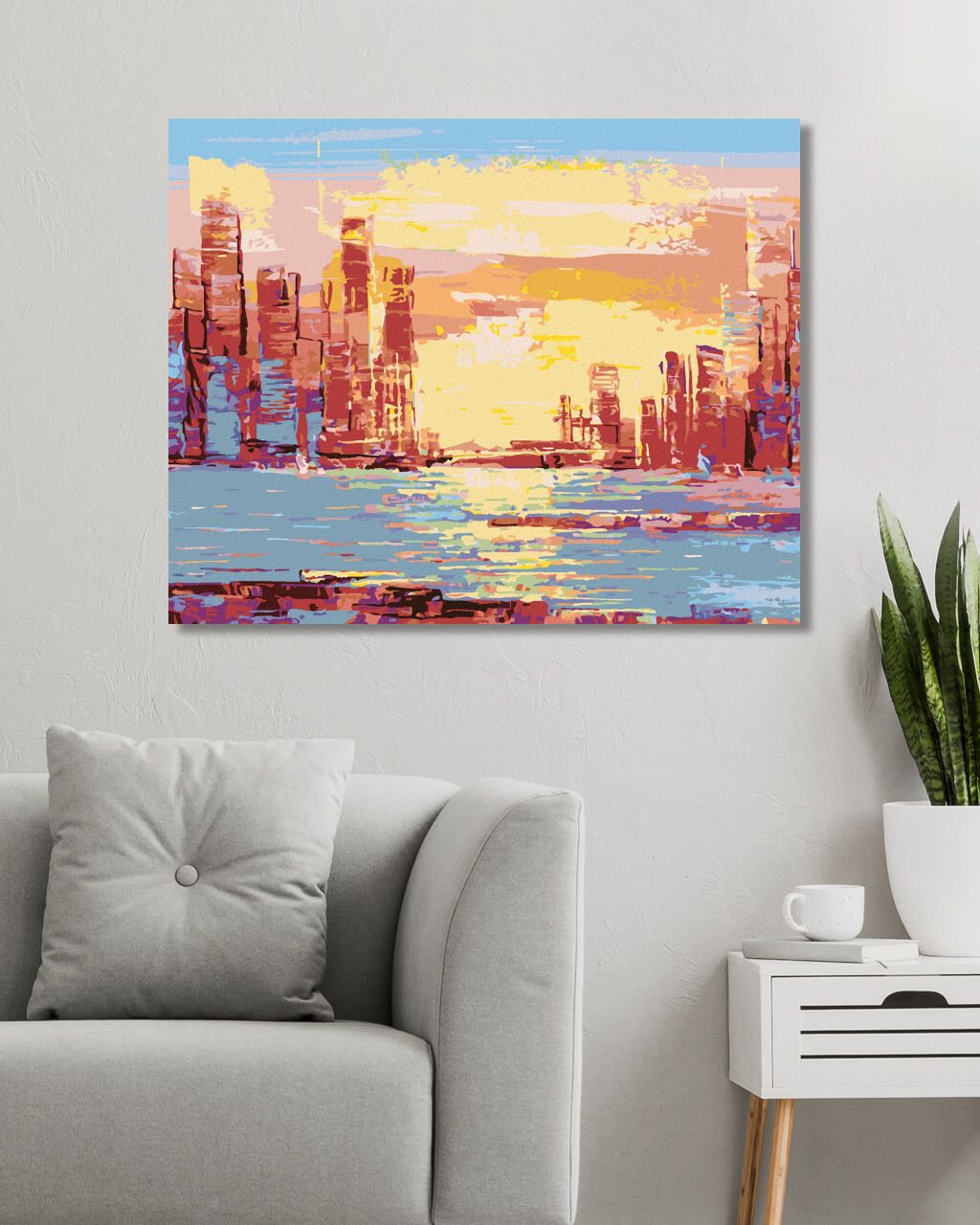 zuty Malování podle čísel - SLUNCE NAD MRAKODRAPY - Rozměr: 40x50 cm, Rámování: Varianta: vypnuté plátno na rám - obrázek 9
