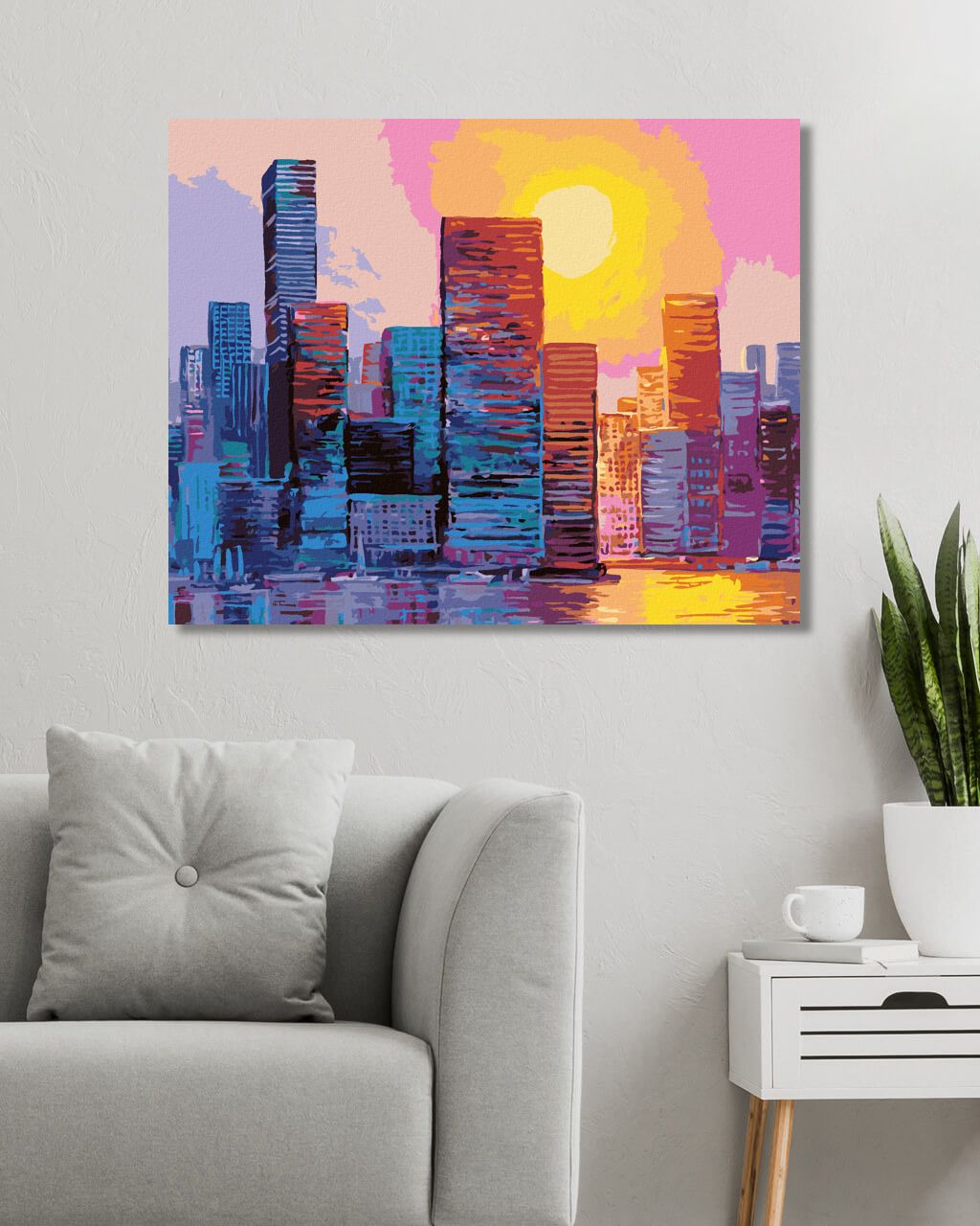 zuty Malování podle čísel - SLUNCE NAD MRAKODRAPY II - Rozměr: 40x50 cm, Rámování: Varianta: vypnuté plátno na rám - obrázek 9