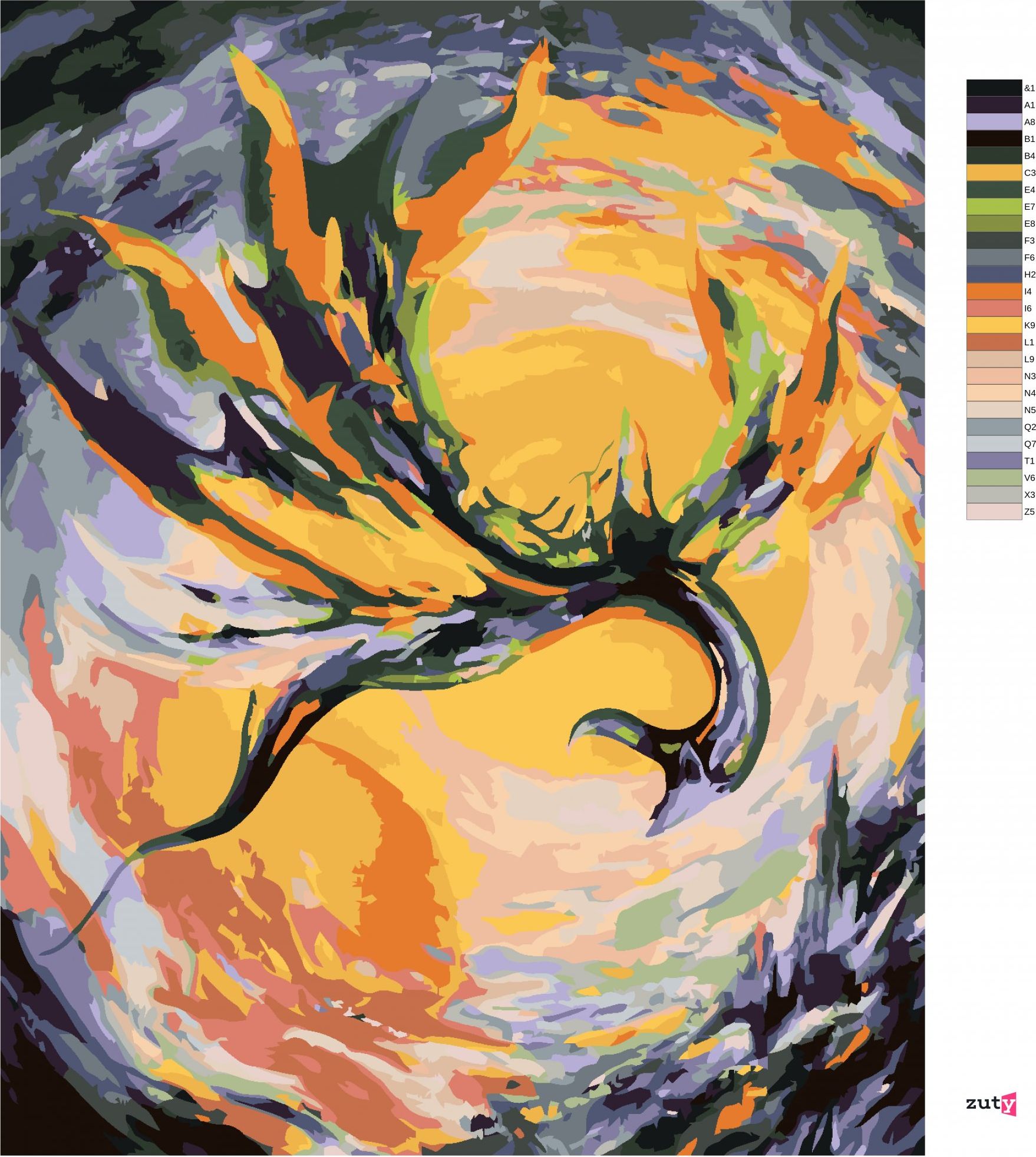 zuty Malování podle čísel - LÍTAJÍCÍ DRAK - Rozměr: 40x50 cm, Rámování: Varianta: bez rámu a bez vypnutí plátna - obrázek 6