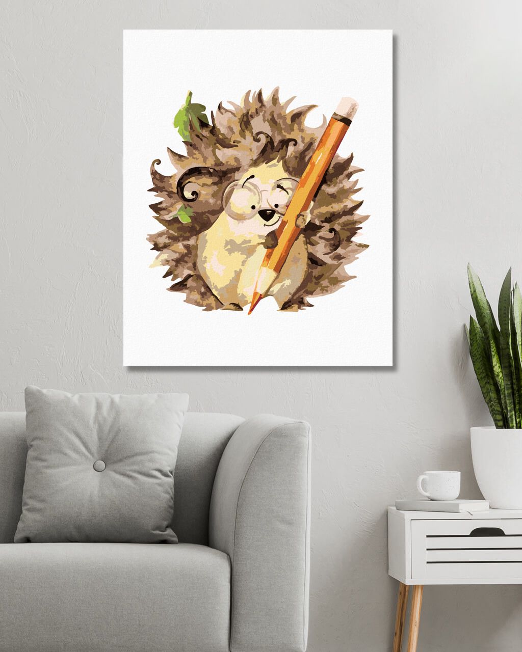 zuty Malování podle čísel - JEŽEK A ORANŽOVÁ PASTELKA - Rozměr: 40x50 cm, Rámování: Varianta: vypnuté plátno na rám - obrázek 5