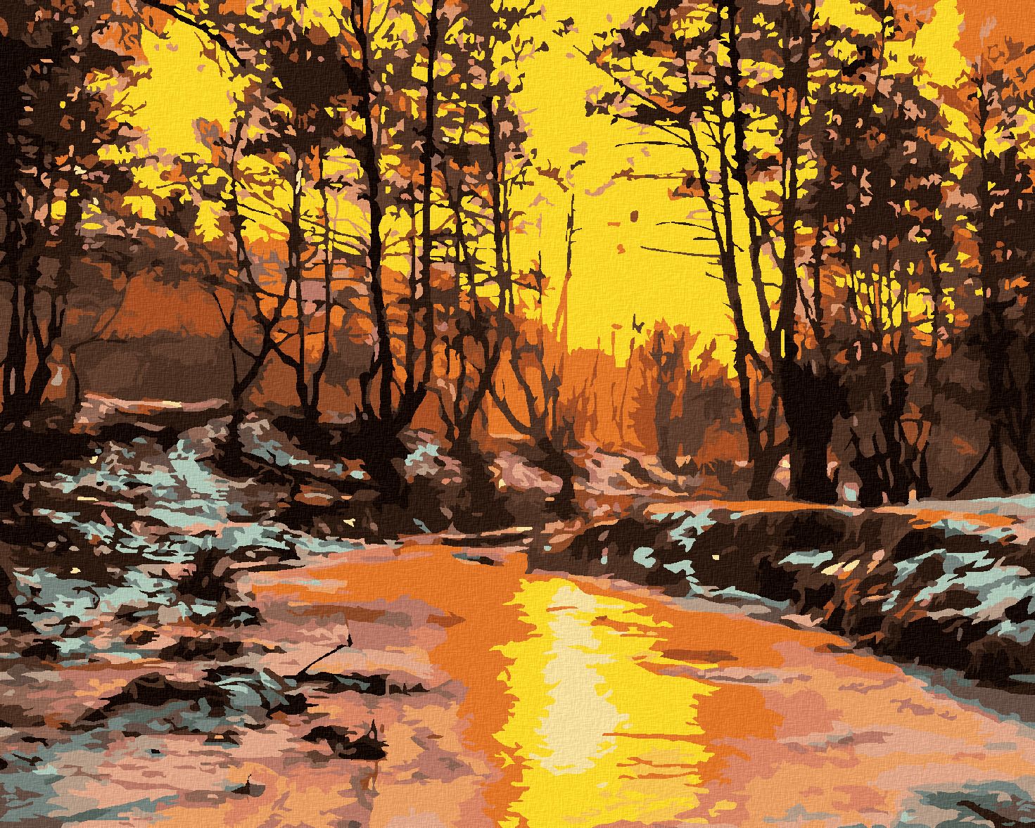zuty Malování podle čísel - STUDENÝ ZÁPAD SLUNCE - Rozměr: 40x50 cm, Rámování: Varianta: bez rámu a bez vypnutí plátna - obrázek 1