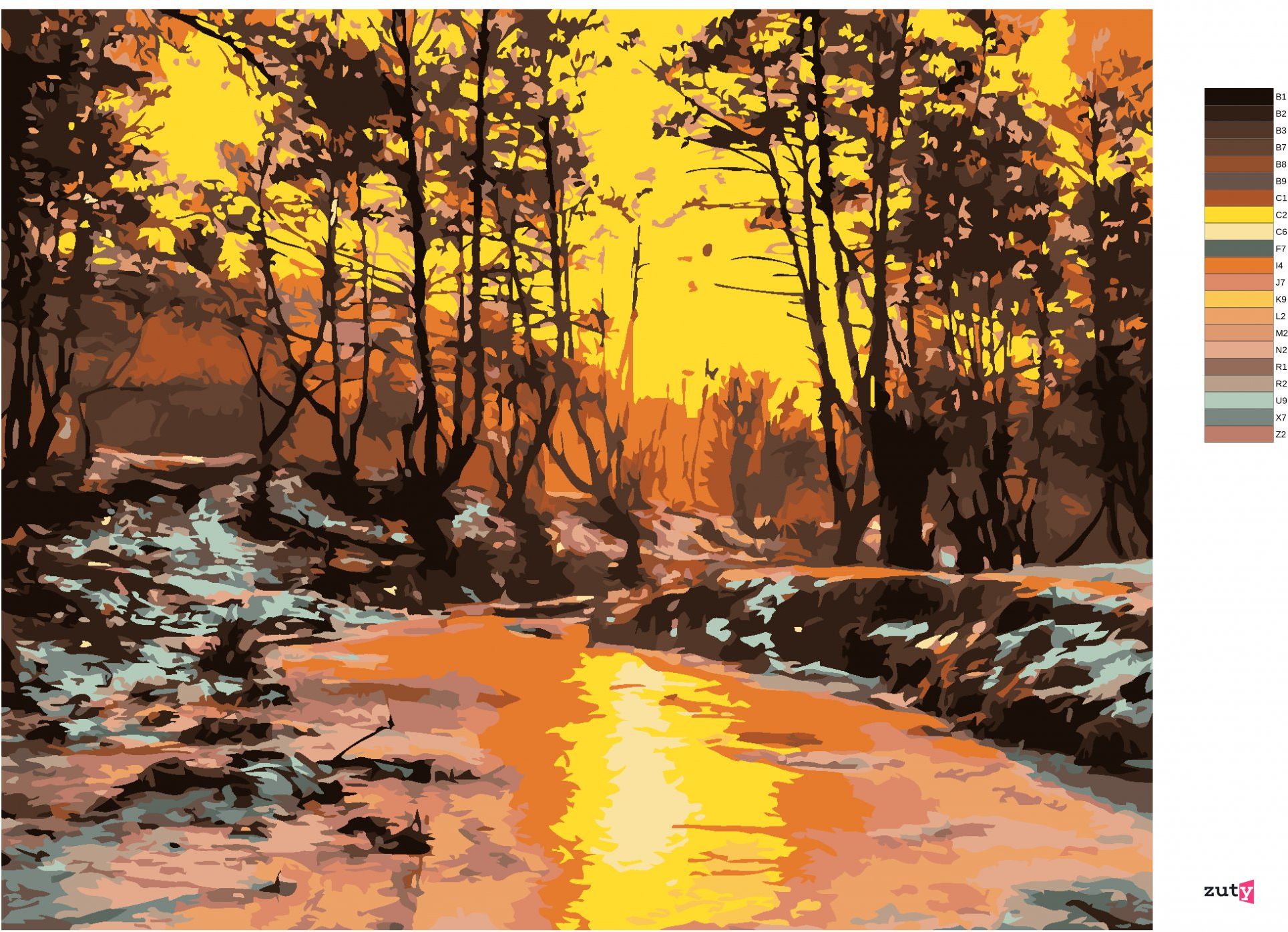 zuty Malování podle čísel - STUDENÝ ZÁPAD SLUNCE - Rozměr: 40x50 cm, Rámování: Varianta: bez rámu a bez vypnutí plátna - obrázek 9